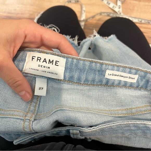 Frame Le Grand Garcon Raw-Edge Denim Shorts - Picture 12 of 13